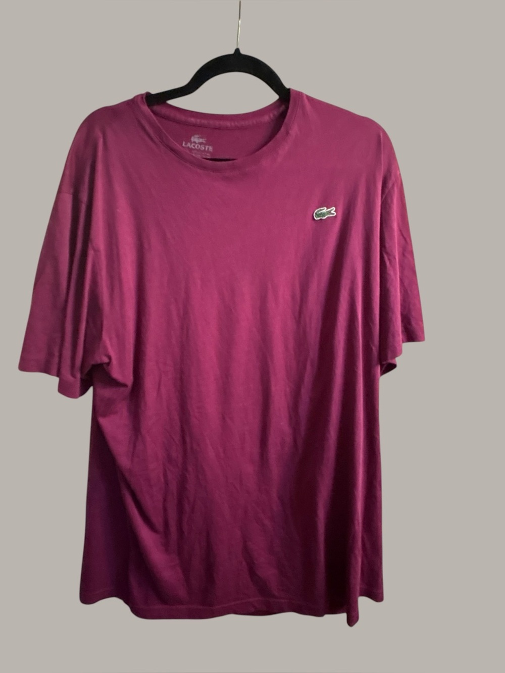 Lacoste T Shirt Size 7 XXL Pink Raspberry Pima Cotton Crocodile Logo Made Peru